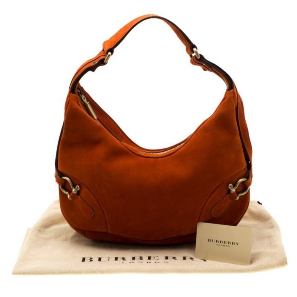 Burberry Rust Orange Leather Hobo Shoulder Bag